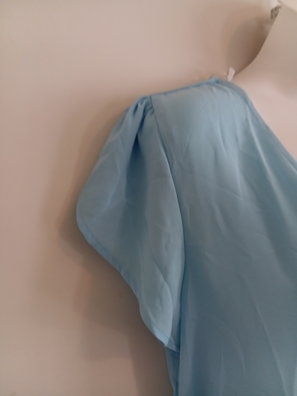 Light Blue V-Neck Button Front Women's Blouse - Picture 2 of 6